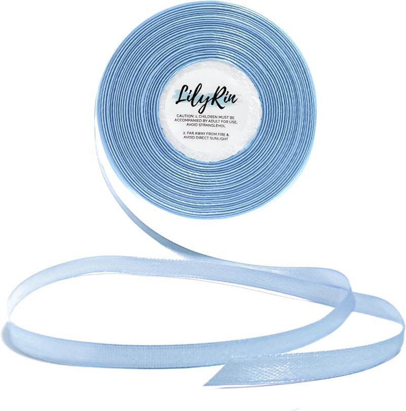 LilyRin Light Blue Ribbon 1/4 Inches 36 Yards Satin Roll Perfect for Art, Wedding, Wreath, Baby Shower, Packing Birthday, DIY Hair Accessories Scrapbooking Wrapping Christmas Other Projects Sky Color - Image 1