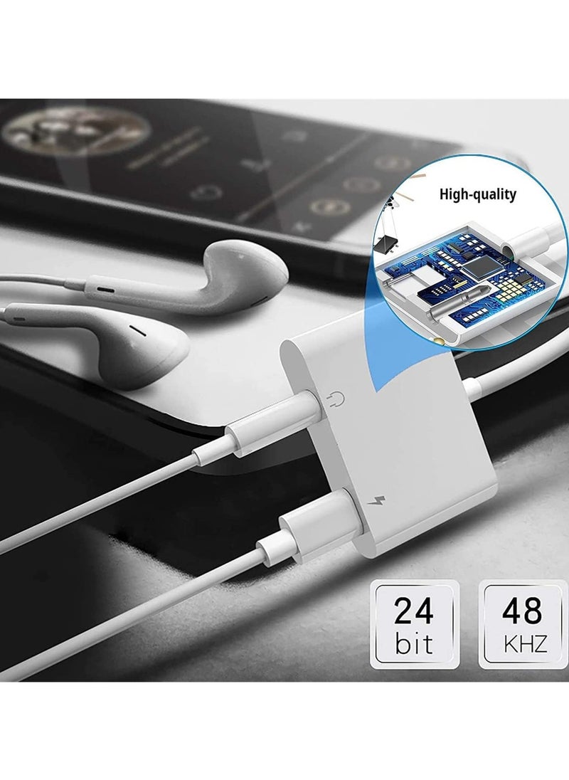 Generic - 2 Pack Headphone Adapter for iPhone [Apple MFi Certified] in 1 Lightning to 3.5mm Earphone Audio & Charger Splitter Adapter, Compatible with 13/13 Pro/12/11/XR/X/8/7, Support All iOS - Image 1