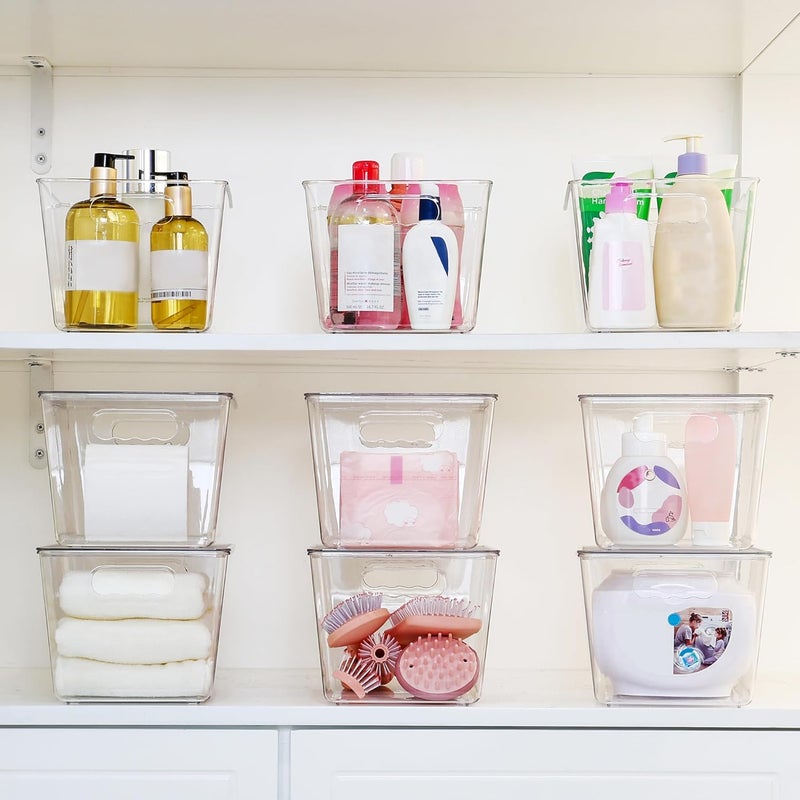 Vtopmart 6 Pack Clear Stackable Storage Bins with Lids, Large Plastic Containers with Handle for Pantry Organizer and Storage,Perfect for Bathroom,Cabinet,Kitchen,Fridge,Closet Organization - Image 5