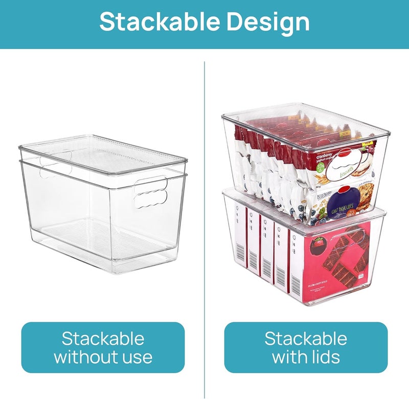 Vtopmart 6 Pack Clear Stackable Storage Bins with Lids, Large Plastic Containers with Handle for Pantry Organizer and Storage,Perfect for Bathroom,Cabinet,Kitchen,Fridge,Closet Organization - Image 3