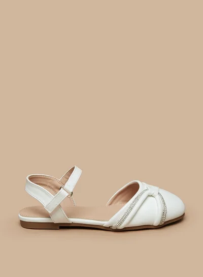 فلورا بيلا من شو إكسبرس Girl's Embellished Ballerinas With Hook And Loop Closure