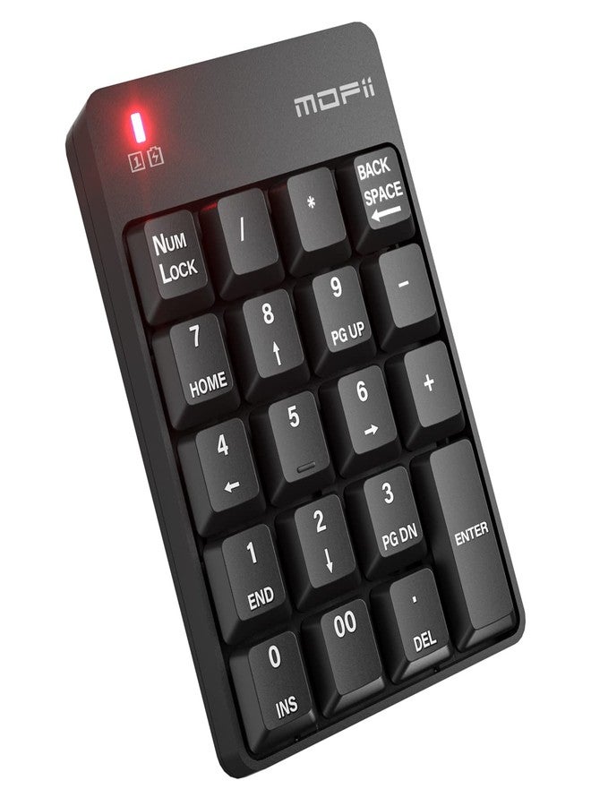 MOFII Bluetooth 5.1 Number Pad Wireless Numeric Keypad Silent 19 Keys USB Keypads, Portable Financial Accounting Numpad 10 Key for Laptop/Notebook/Surface Pro/PC - Black - Image 1