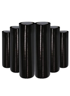 MARKQ [6 Rolls] Black Stretch Film Wrap - 500mm Heavy Duty Plastic Shrink Wrap for Pallet Wrap, Packing, Moving and Packaging - Cling Wrap  - Image 1