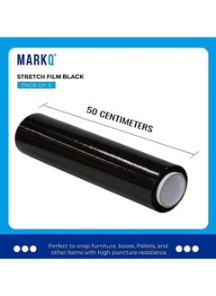 MARKQ [6 Rolls] Black Stretch Film Wrap - 500mm Heavy Duty Plastic Shrink Wrap for Pallet Wrap, Packing, Moving and Packaging - Cling Wrap  - Image 2