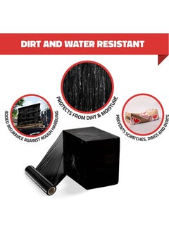 MARKQ [6 Rolls] Black Stretch Film Wrap - 500mm Heavy Duty Plastic Shrink Wrap for Pallet Wrap, Packing, Moving and Packaging - Cling Wrap  - Image 4