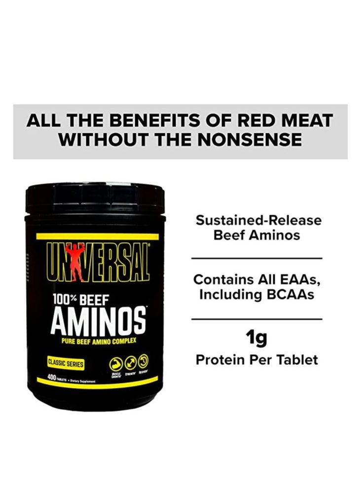 UNIVERSAL NUTRITION - 100% Beef Aminos Supplement Pure Beef Amino Complex 400 Tablets - Image 1