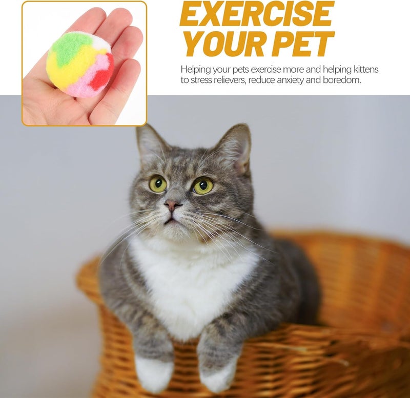 Alasum 4pcs Colorful Cat Plush Fuzzy Ball Interactive Scratching Balls for Indoor Cats and Kittens Pet Entertainment - Image 3