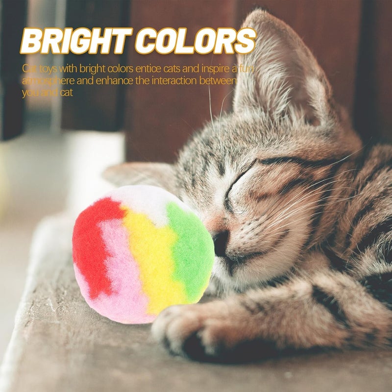 Alasum 4pcs Colorful Cat Plush Fuzzy Ball Interactive Scratching Balls for Indoor Cats and Kittens Pet Entertainment - Image 5