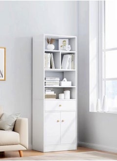 fashionhome Multipurpose Multi-Tiers Modern Design Bookshlef Large 2 Door Storage Cabinet With Drawer Vertical Economical Against Wall Floor Shelf Bookcase Rack 15 mm Thick Wood Sheet for Living Room Home Office Furniture 60x24x182 cm  - Image 1
