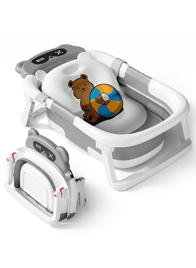 ميكسد حوض استحمام محمول قابل للطي للأطفال حديثي الولادة إلى الأطفال الصغار مع وسادة ناعمة وسدادة مياه وأرجل دعم مضادة للانزلاق وحوض استحمام معلق وقابل للفصل - Image 1