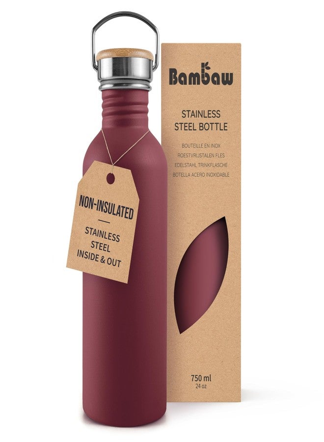 Bambaw 750 ml Metal Red Sports Bottle, Stainless Steel, BPA-Free, Reusable - Image 1