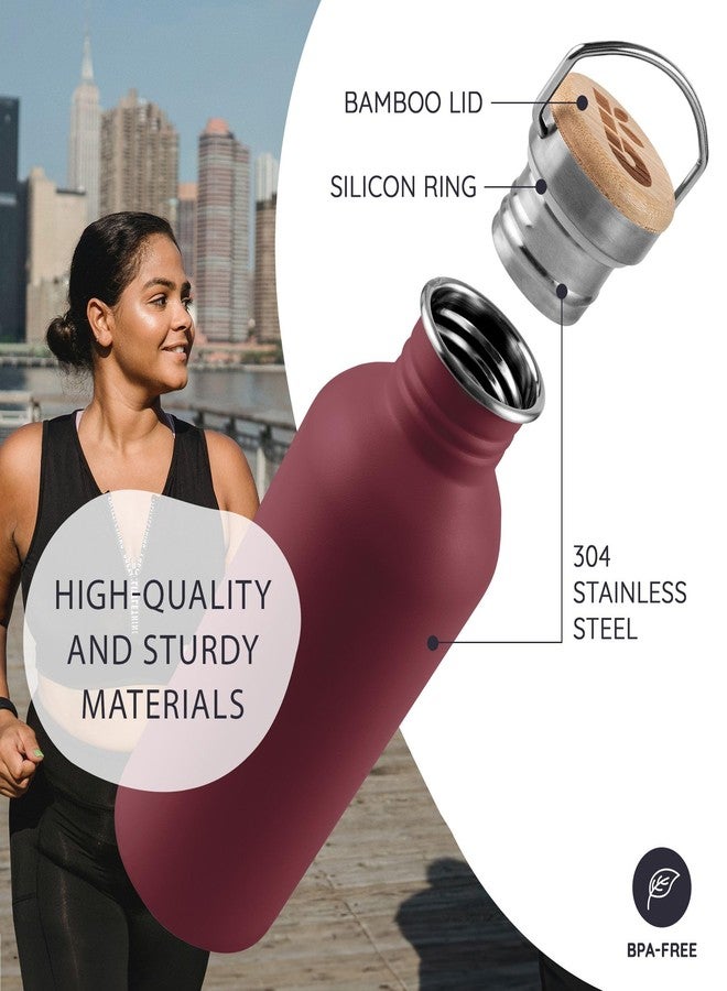 Bambaw 750 ml Metal Red Sports Bottle, Stainless Steel, BPA-Free, Reusable - Image 2