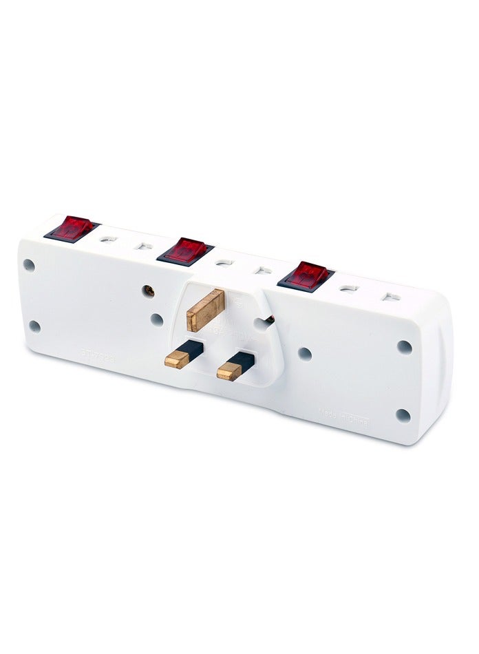MODI 6-Way Multi Plug Adapter with Switch | 3 Universal + 3 Two-Pin Outlets | Surge & Overload Protection | Heat-Resistant ABS Housing | Compact Power Extension for Home & Office - Image 4