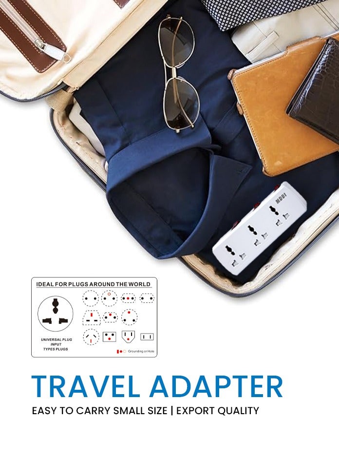 MODI 6-Way Multi Plug Adapter with Switch | 3 Universal + 3 Two-Pin Outlets | Surge & Overload Protection | Heat-Resistant ABS Housing | Compact Power Extension for Home & Office - Image 3