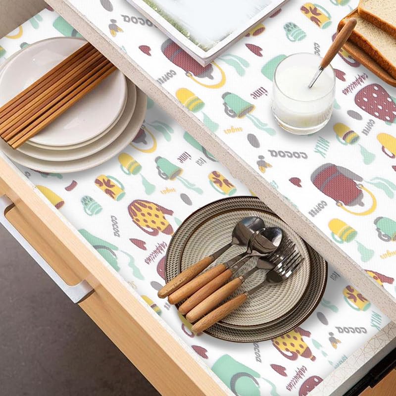 STYEVA Printed Anti-Slip Shelf Liner Mat Sheet for Drawers, Shelves, Tables, Cupboards, Fridge, Kitchen, Home, and Office - 45 CM X 5 M (Butter Paper-1) - Image 2