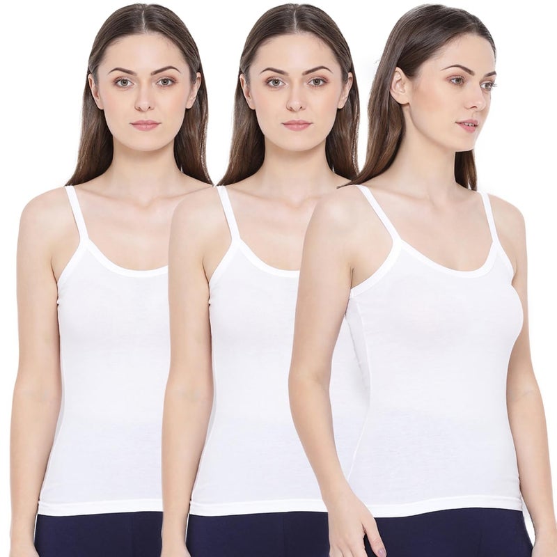 Rupa Softline Women Super Combed Cotton Camisole, Under-Shirt, Stretchable and Body-Hugging, White,Pack of 3 - Image 5