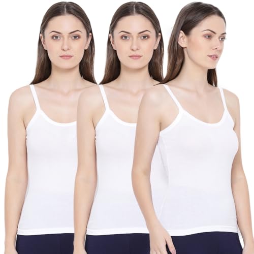 Rupa Softline Women Super Combed Cotton Camisole, Under-Shirt, Stretchable and Body-Hugging, White,Pack of 3 - Image 1
