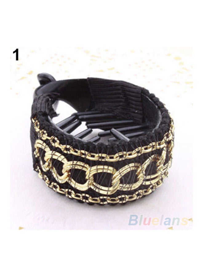NIBEMINENT Chain Fabrics Hair Clip Ponytail Holder Black-Gold 0.014kg - Image 1