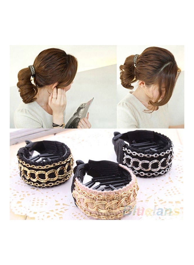 NIBEMINENT Chain Fabrics Hair Clip Ponytail Holder Black-Gold 0.014kg - Image 4