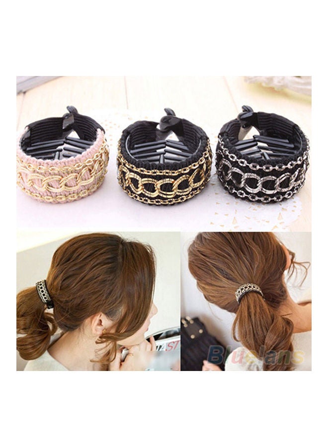 NIBEMINENT Chain Fabrics Hair Clip Ponytail Holder Black-Gold 0.014kg - Image 3