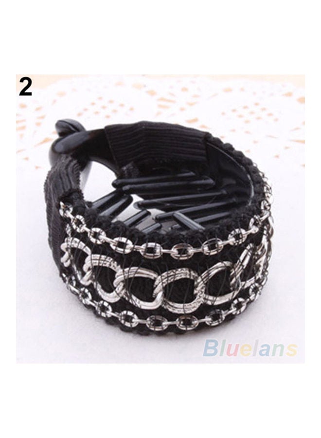 NIBEMINENT Chain Fabrics Hair Clip Ponytail Holder Black-Gold 0.014kg - Image 5