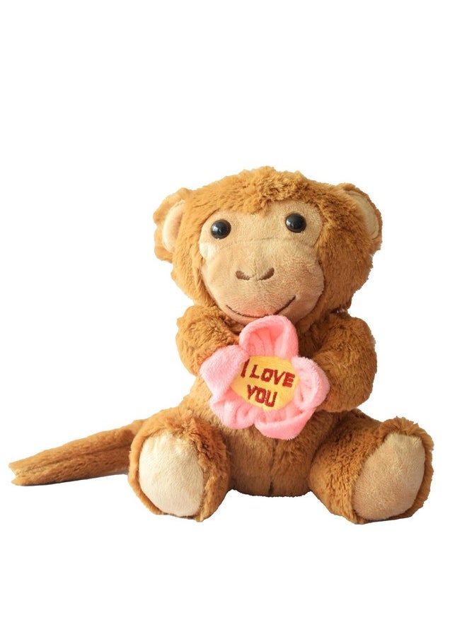 ERRECOM Ultra Monkey with Love Flower Soft Toy Valentine Gift for Girlfriend Boyfriend Husband Wife Love Couple  - Image 1
