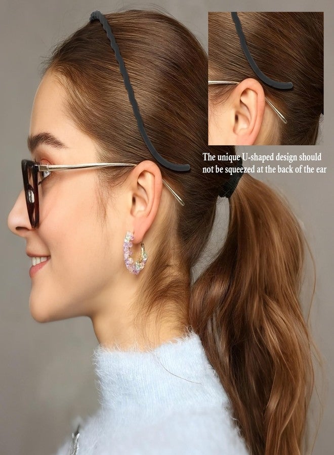 كافتي أطواق شعر متعرجة من CAVETEE للنساء، أطواق شعر بمشط على شكل مخلب لمرتدي النظارات، لا تسبب ضغطًا، طوق شعر بلاستيكي بأسنان، أطواق شعر من التسعينيات للنساء والفتيات (3، سلسلة بنية) - Image 3