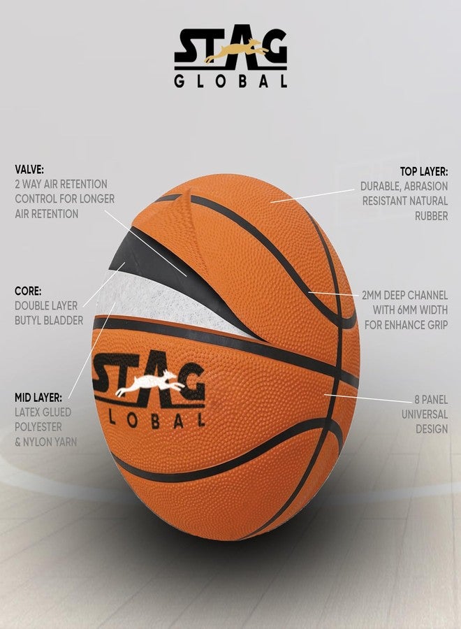 STAG GLOBALTOURNAMENT Basketball Size 6 | Made for Indoor and Outdoor Basketball Games | - Image 2