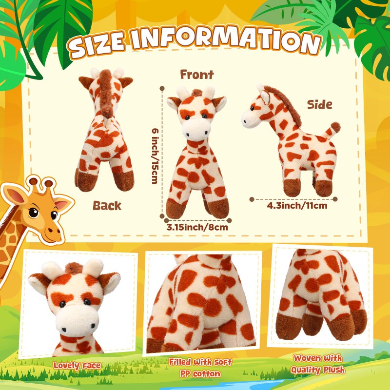 Blueweenly 20 Pcs Giraffe Stuffed Animal Bulk 6'' Cute Stuffed Giraffe Toy Plush Safari Plush Jungle Zoo Wild Animal Bulk Toy Party Decor Valentine's Day Gift for Kid Girl Boy Forest Birthday Party - Image 2