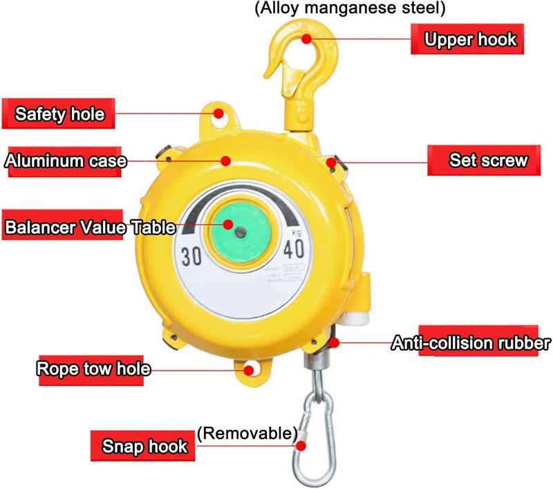 1pcs Retractable Spring Balancer Tool Holder - Heavy Duty Spring Balancer with Hook and Wire Rope(9-15kg) - Image 5