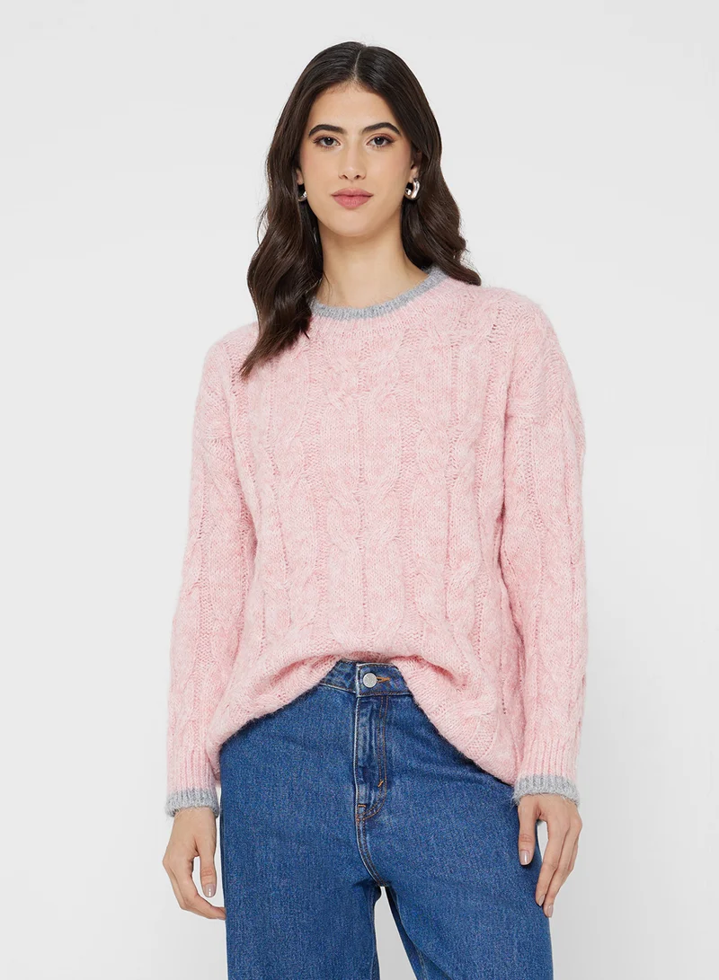 جينجر Chunky Cable Knit Sweater