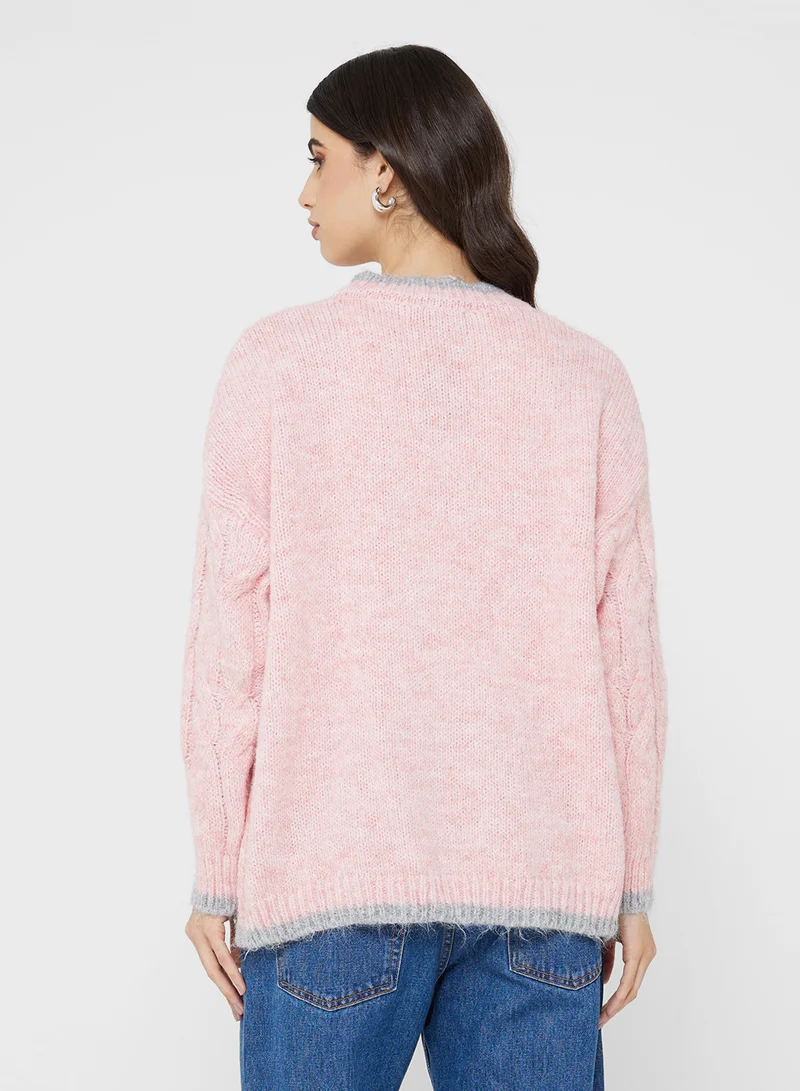 جينجر Chunky Cable Knit Sweater