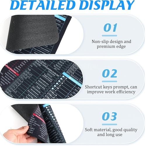 cartup Excel Shortcut Mouse Pad, Comprehensive Microsoft Excel Formulas & Keyboard Shortcuts Cheat Sheet, Anti-Slip Rubber Sole for Data Entry & Office Productivity - Image 5
