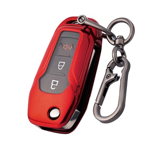 CHATYYD Key fob Cover for ford with Keychain, Soft TPU Car Key Cover Case for Ford Bronco F-150 Escape Explorer Expedition F-250 F-350 F-350 Ranger Ecosport 2015-2022 Accessories(Red) - Image 1