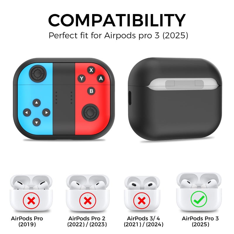 TRONWIN for AirPods Pro 3 Case - 2025 Silicone Cover Gamepad Design Case for Apple AirPods Pro 3rd Generation, Cute Air pod Pro 3 Cover for Men/Women (Blue&Red) - Image 2