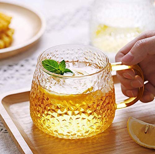 FitsFlair 400 ML Glass Cup Set for Tea Coffee and Herbal Drinks Borosilicate Glass With Premium Look Handle Set of 4 - Image 3