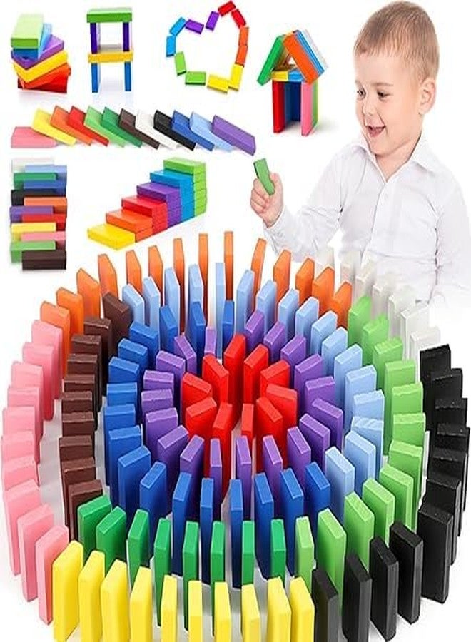 BKQPTL 120 Pcs Wooden Domino Blocks Set – Colorful Educational Building Toy for Kids 3–12 Years - Indoor Racing,Play, Color Sorting,Skill Development, Learning,Stacking & Birthday Party Fun Game - Image 1