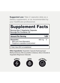Toniiq Toniiq Ultra High Purity Resveratrol - 60 Capsules  - Image 2