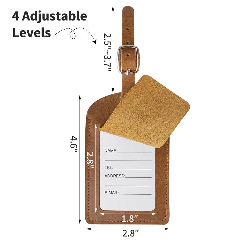 Ringsun Genuine Leather Luggage Tag for Suitcases ID Tags Bag Tags for Luggage (2 Pack) - Image 2