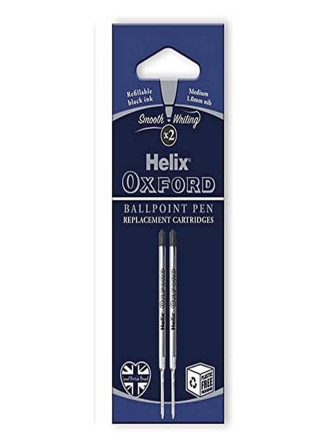 Helix Oxford Ballpoint Pen Refills (Pack of 2) - Black Ink - Image 1