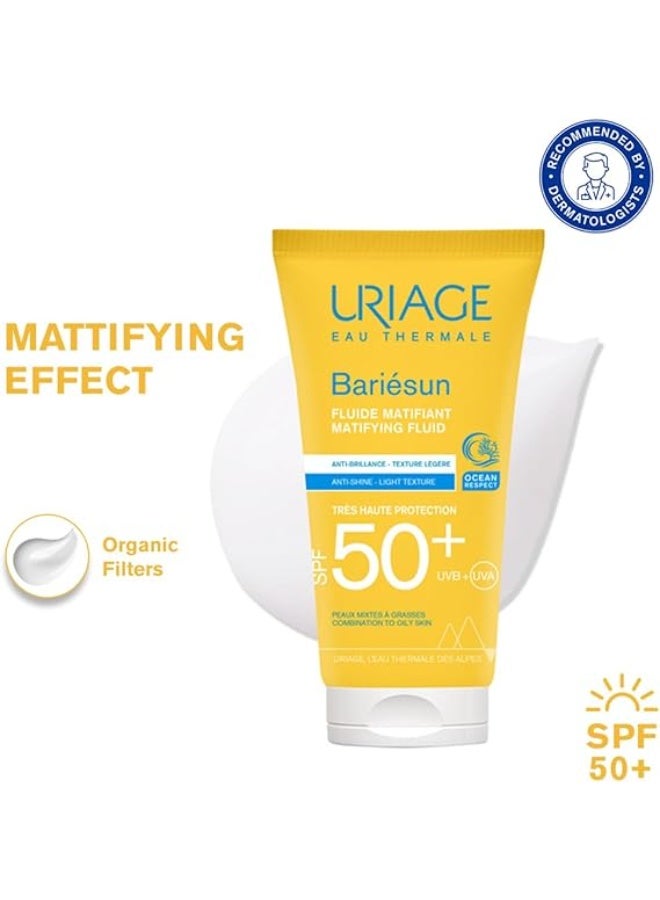 Uriage Bariesun Mattifying SPF 50 Plus Sunscreen Fluid | For Oily And Combination Skin Shine Free Daily UV Protection - Image 2