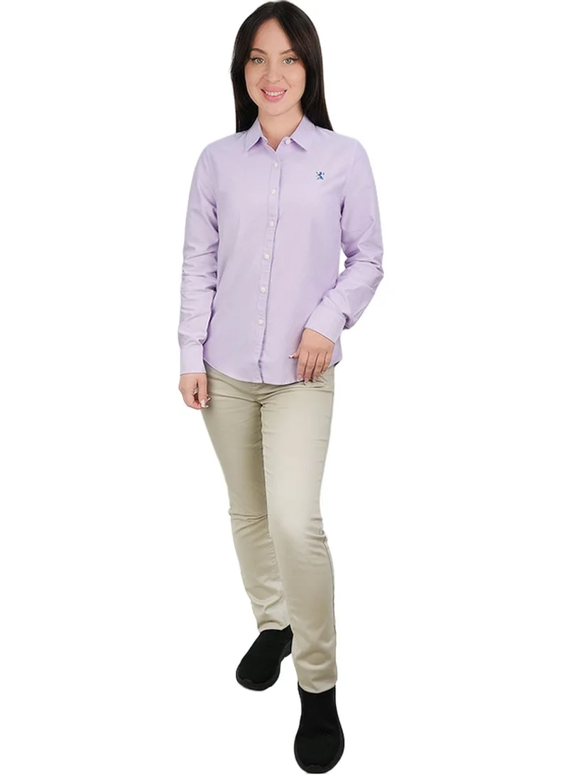 جيوردانو Women’s Slim Fit Cotton Oxford Shirt | Acute Collar with Embroidery