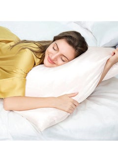 Swift Set of 2 Silk Pillowcase Satin Pillow Used for Hair Beauty and Skin Care King Size, Satin and Mulberry Silk Soft Breathable Smooth Double Sided Silk Pillow Case with Envelope Closure, White 50x80cm  - Image 2
