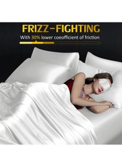 Swift Set of 2 Silk Pillowcase Satin Pillow Used for Hair Beauty and Skin Care King Size, Satin and Mulberry Silk Soft Breathable Smooth Double Sided Silk Pillow Case with Envelope Closure, White 50x80cm  - Image 4