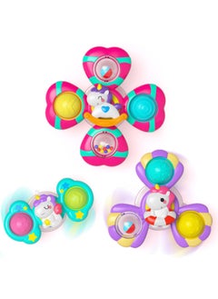 Three-Piece Baby Tray Suction Spinning Unicorn Dining Table Push Spinning Top Teether Bathroom Bath Spinning Toys (Type A)