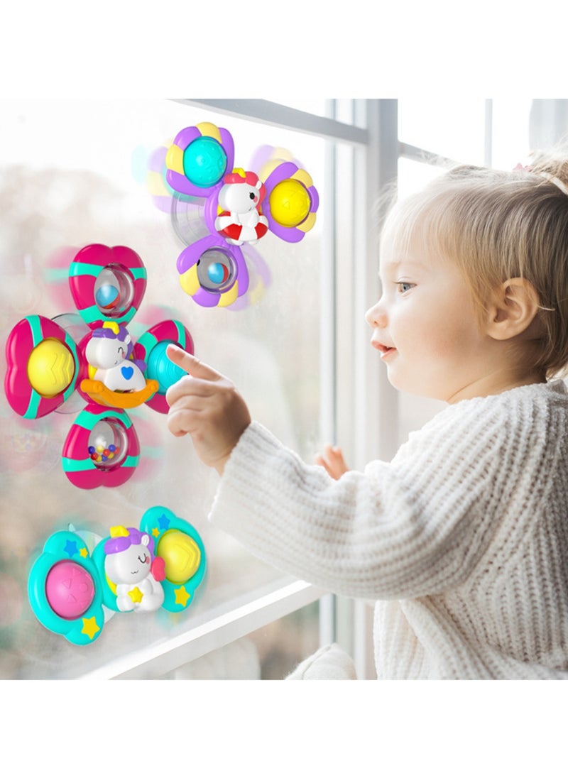 Generic - Three-Piece Baby Tray Suction Spinning Unicorn Dining Table Push Spinning Top Teether Bathroom Bath Spinning Toys (Type A) - Image 1