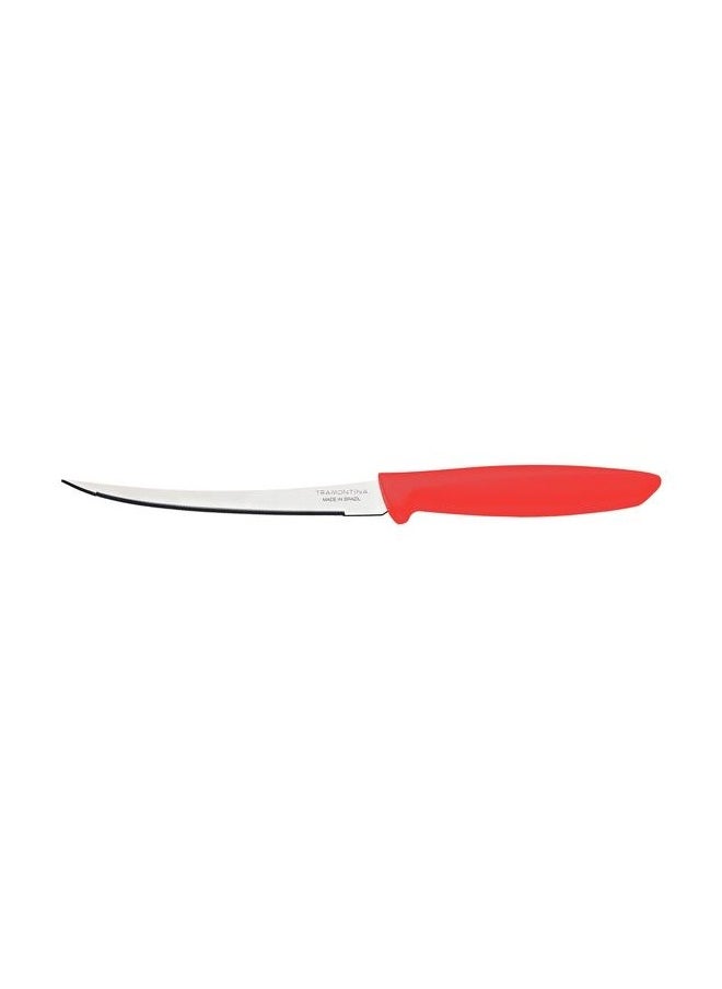 TRAMONTINA Since 1911,Made in Brazil- Plenus 5 Inches Tomato Knife with Stainless Steel Blade and Red Polypropylene Handle 