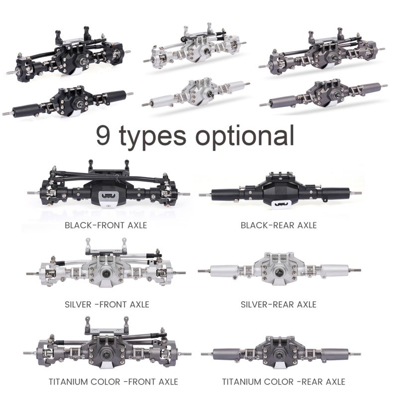Axial SCX10 II Front & Rear Bridge Axle: Black Aluminum Alloy - Steel Inner Gear & Shaft 1/10 RC Crawler Car Parts for Axial SCX10 II 90046 90047 RC Car - Image 2