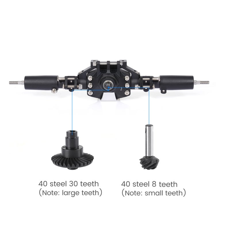 Axial SCX10 II Front & Rear Bridge Axle: Black Aluminum Alloy - Steel Inner Gear & Shaft 1/10 RC Crawler Car Parts for Axial SCX10 II 90046 90047 RC Car - Image 3
