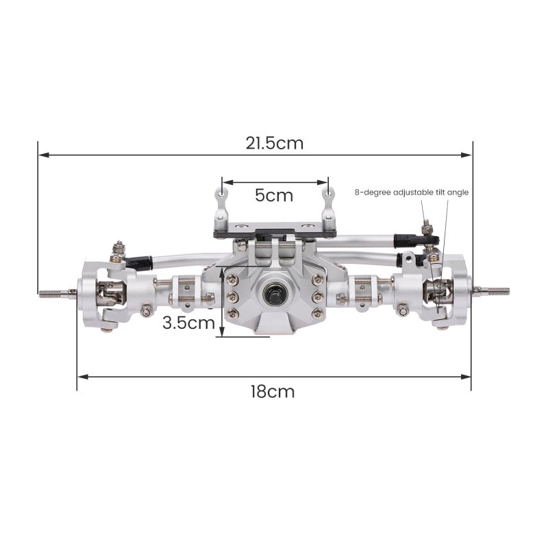 Axial SCX10 II Front & Rear Bridge Axle: Black Aluminum Alloy - Steel Inner Gear & Shaft 1/10 RC Crawler Car Parts for Axial SCX10 II 90046 90047 RC Car - Image 5